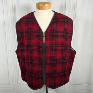 Woolrich Red and Black Plaid Vest